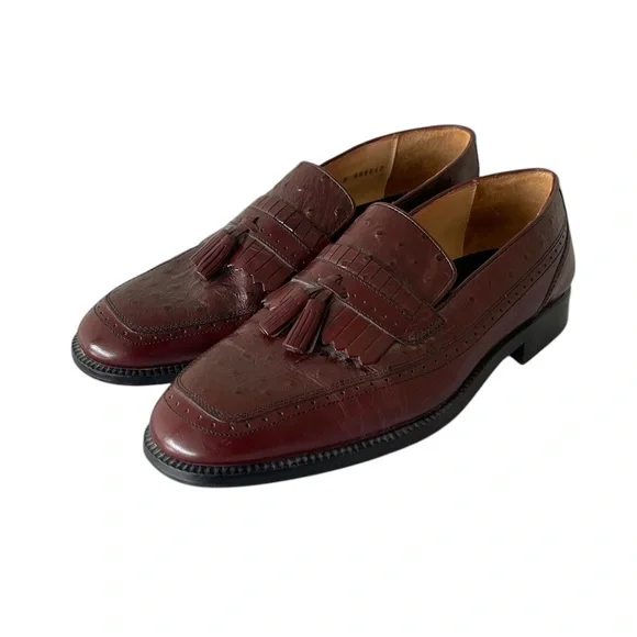 leather classics made in italy OstrichTassel Loafers Size:10.5